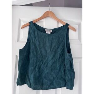 Vintage‎ 90s Green Sleeveless Floral Blouse Grunge Burnout